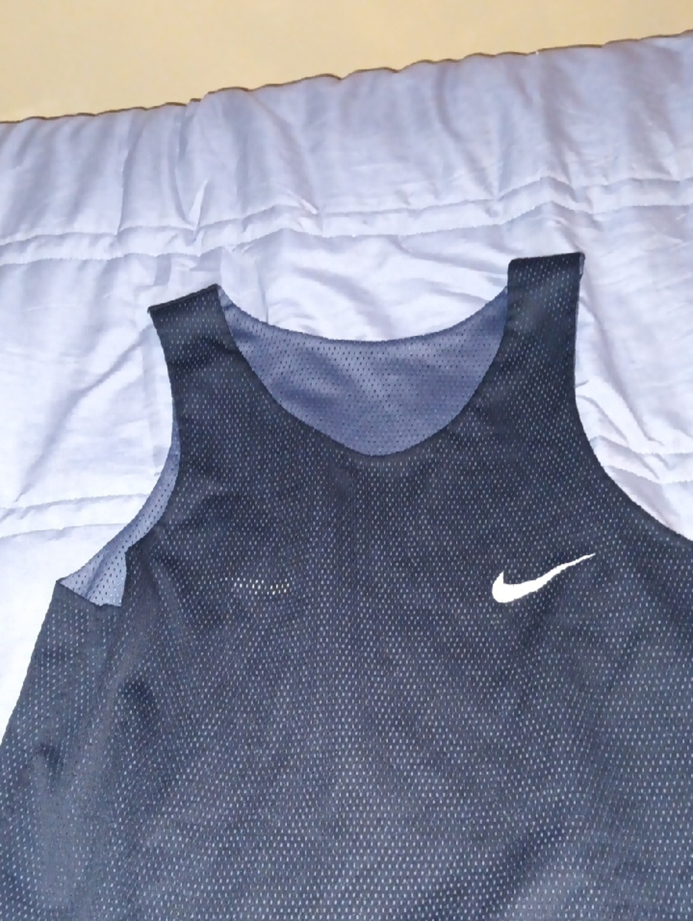 Nike Black Mesh Athletic Tank with White Swoosh